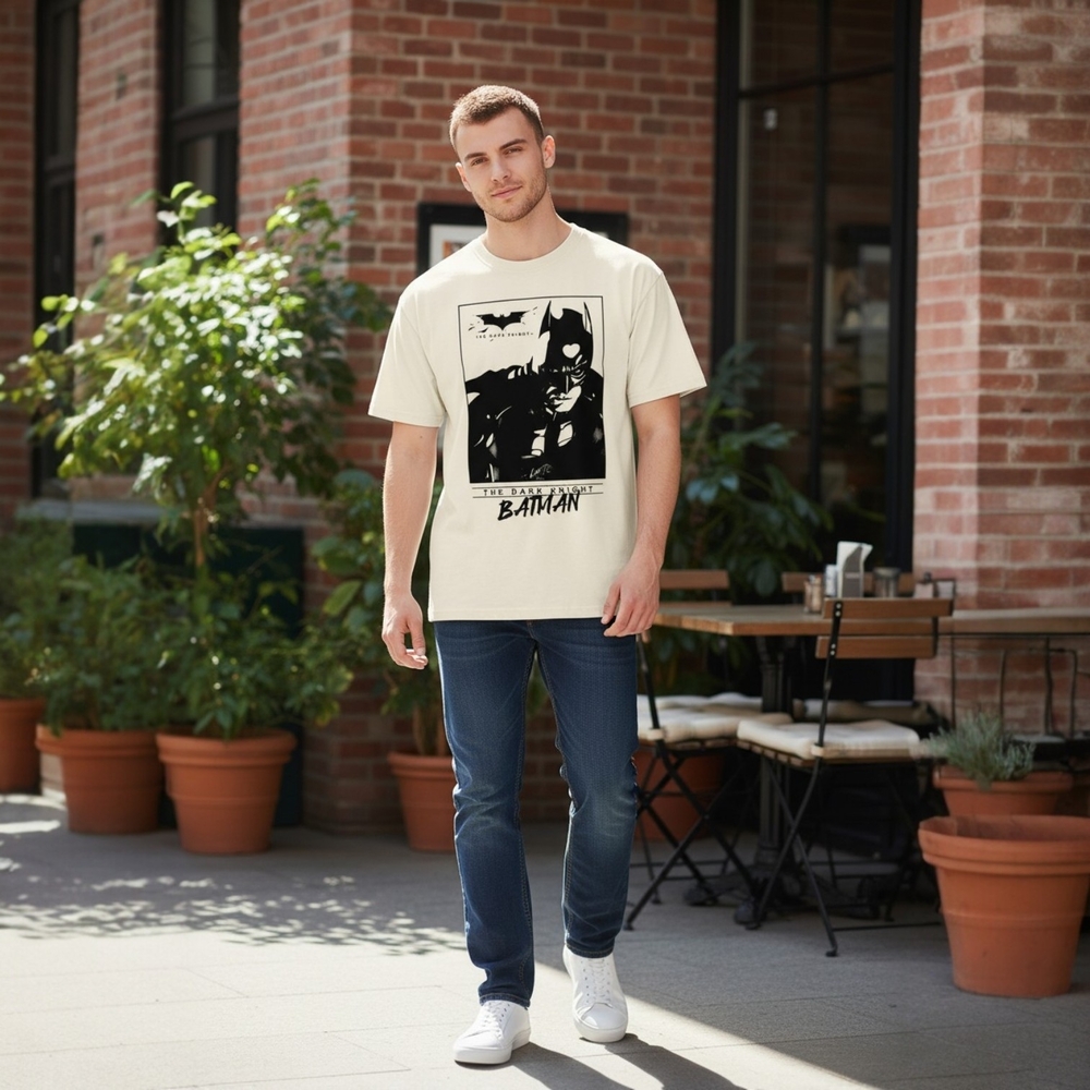 DC Comics Batman The Dark Knight Graphic Tee - Cream & Black - Picture 3 of 4